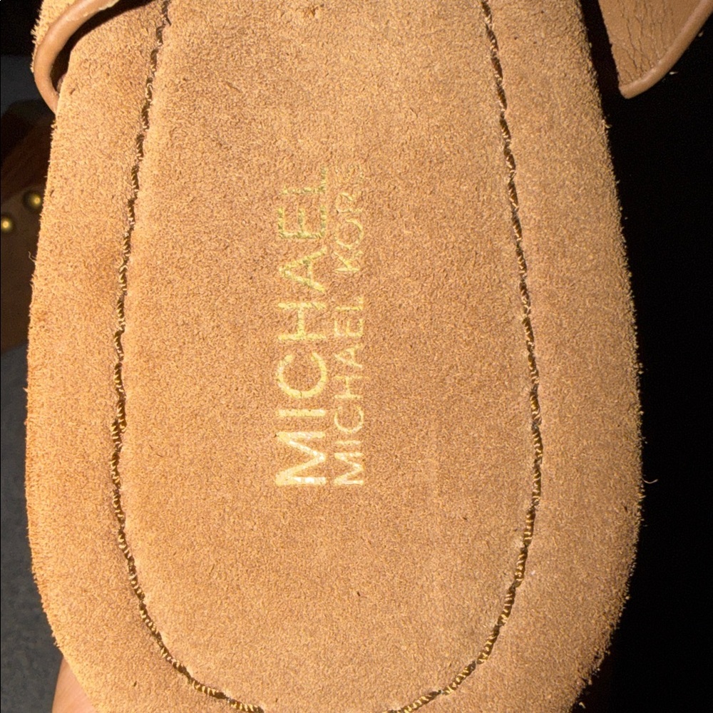 Michael Kors Tan Suede Woven Platform Clog Mules - Picture 7 of 10